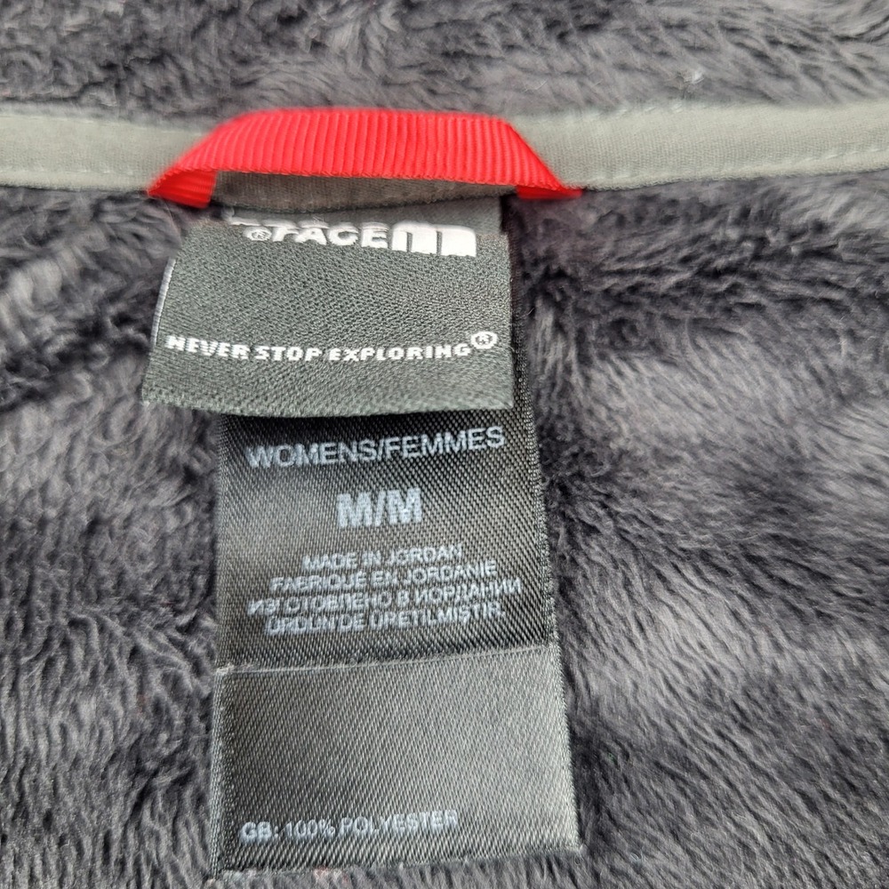 The North Face Womens Gray Floral Etched Quarter Zip Fleece Hoodie Size Medium - Picture 8 of 11